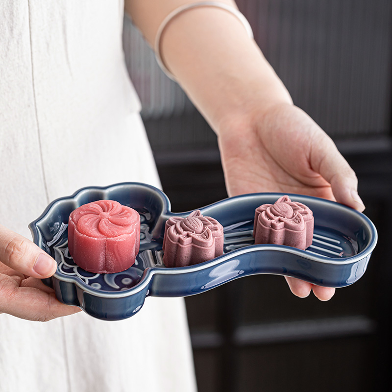 中式如意陶瓷茶点盘水果托盘小点心碟复古禅意甜品盘茶道配件,淘宝优惠券,粉丝福利购,淘宝优惠卷