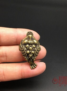 袖珍实心黄铜小三足金蟾挂件铜金蟾吊坠钥匙扣铜挂饰古玩铜器铜雕
