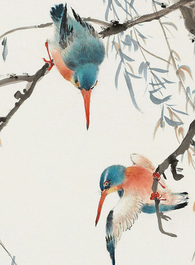 陆抑非花鸟图选近代花鸟画国画原作微喷临摹画稿仿古装饰画