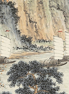袁松年山水图画选集近代山水国画原作微喷临摹画稿仿古装饰画