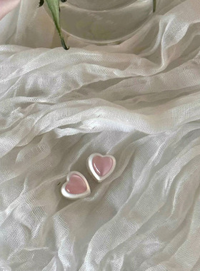 糖果粉爱心耳环甜酷辣妹