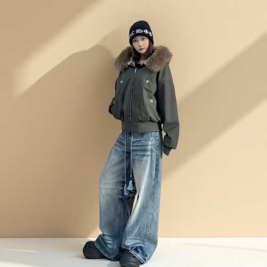 Короткая хлопковая короткая куртка в национальном стиле с горной скульптурой