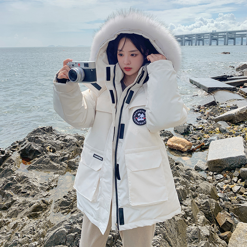 羽绒棉服女2025年冬季新款情侣工装冲锋衣加厚外套港风设计感棉袄 - 图0