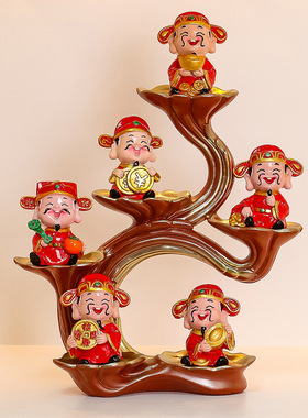 新款家居摆件五福小神仙进门入户装饰乔迁新居礼品迎财神小摆件新