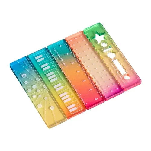 掌心尺称心如意彩色尺糖果色m5手帐本迷你刻度尺透明波浪小直尺子 - 图3
