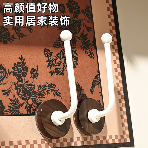 中古风木纹发圈收纳L型挂钩吸盘壁挂式头箍头绳发箍收纳好物收纳 - 图0