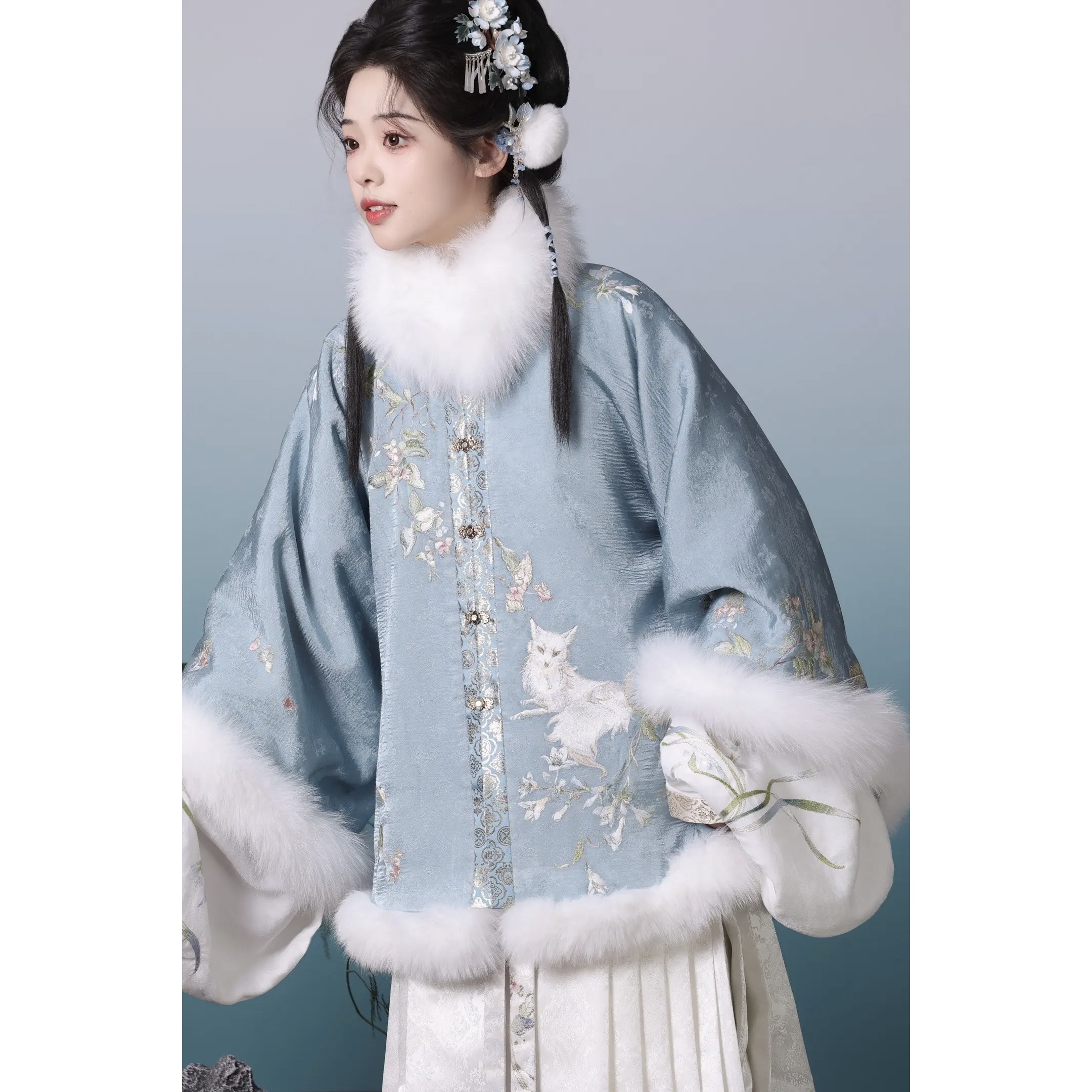 原创汉服女【银狐】明制加绒加厚披袄琵琶袖里衣马面裙套装冬季款,淘宝优惠券,粉丝福利购,淘宝优惠卷