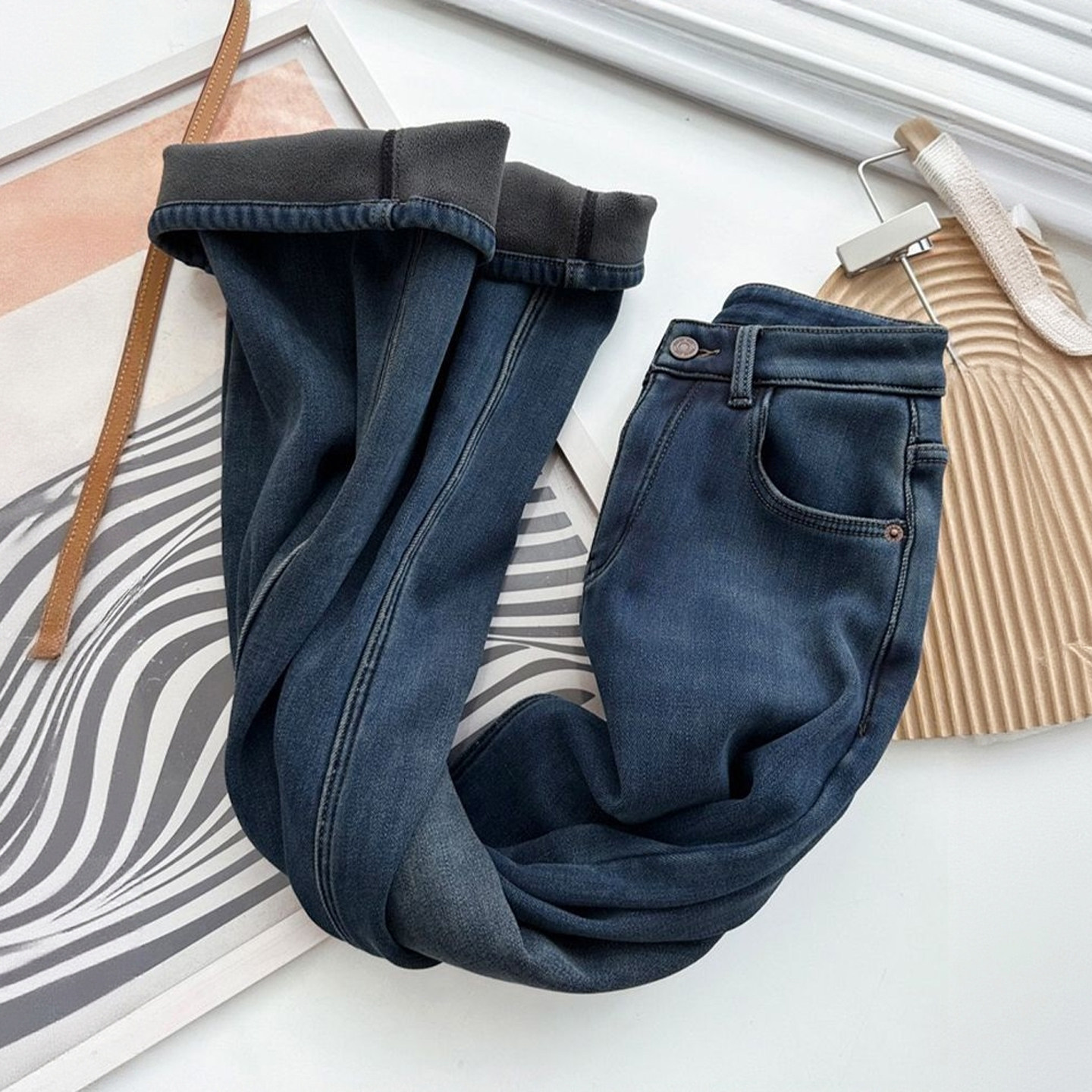 300斤大码女装美式复古直筒牛仔裤胖mm设计感加绒加厚显瘦裤子女,淘宝优惠券,粉丝福利购,淘宝优惠卷