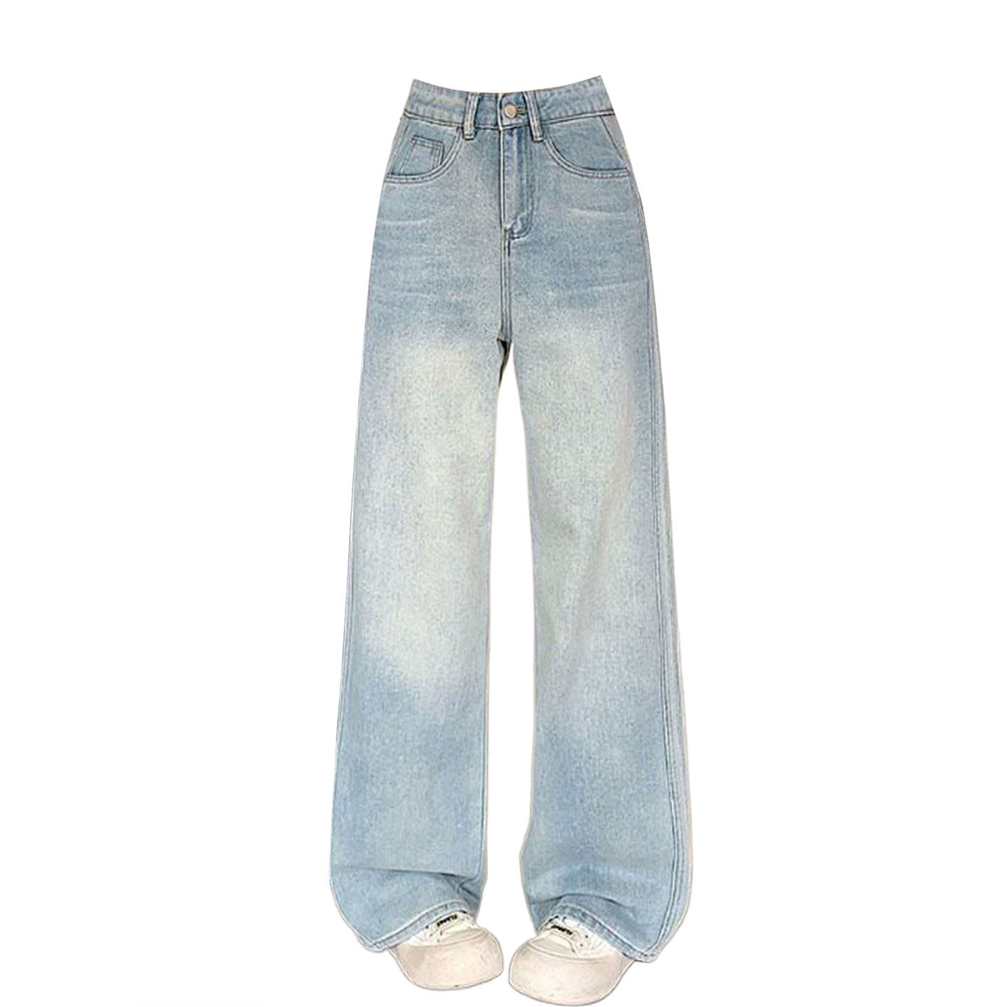 胖mm大码女装韩系穿搭小个子牛仔裤女韩版ins宽松百搭直筒长裤子,淘宝优惠券,粉丝福利购,淘宝优惠卷