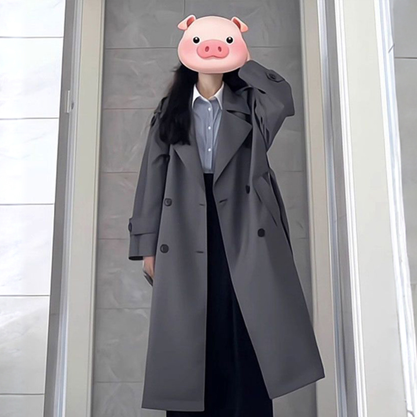 300斤特大码灰色百搭中长款风衣外套女胖mm韩系高级感英伦风大衣,淘宝优惠券,粉丝福利购,淘宝优惠卷