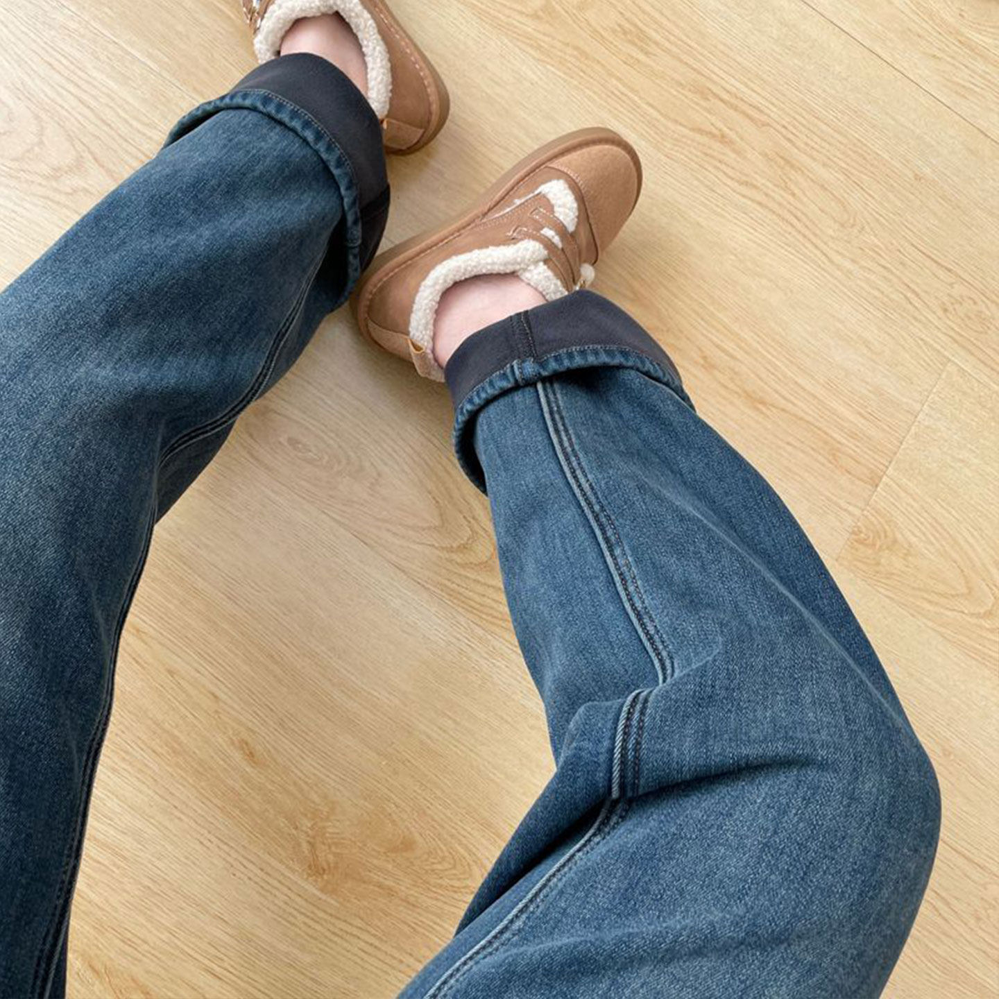 大码女装胖mm韩版ins蓝色加绒牛仔裤女高腰显瘦遮肉加厚直筒裤子,淘宝优惠券,粉丝福利购,淘宝优惠卷