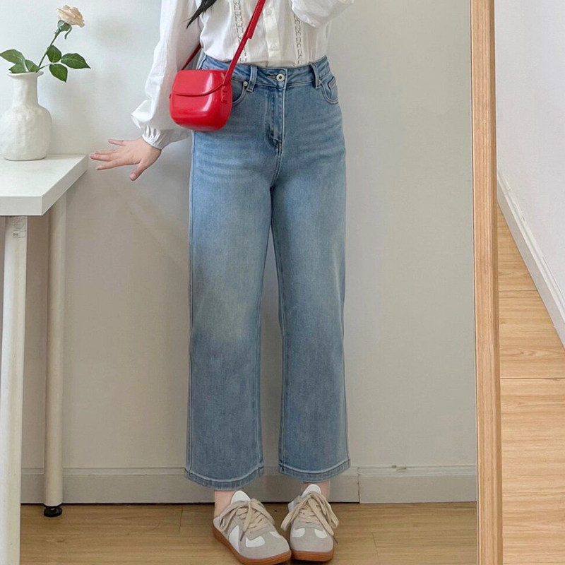 胖mm大码女装直筒牛仔裤女秋冬加绒加厚弹力裤子小个子九分烟管裤,淘宝优惠券,粉丝福利购,淘宝优惠卷