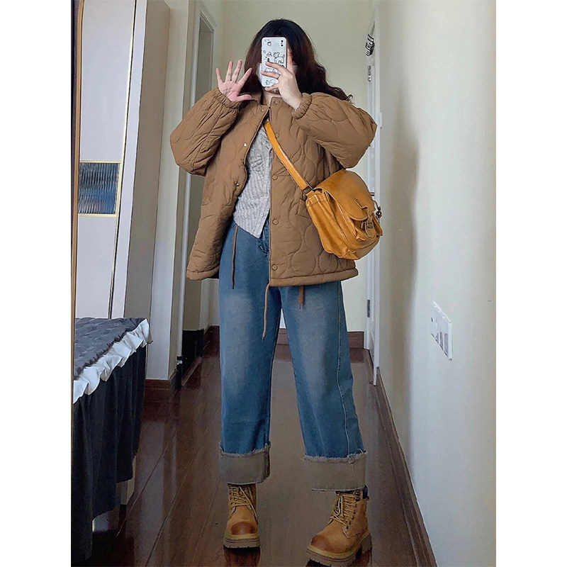 胖mm韩版个性撞色卷边牛仔裤女新款大码女装显瘦休闲九分阔腿裤子,淘宝优惠券,粉丝福利购,淘宝优惠卷