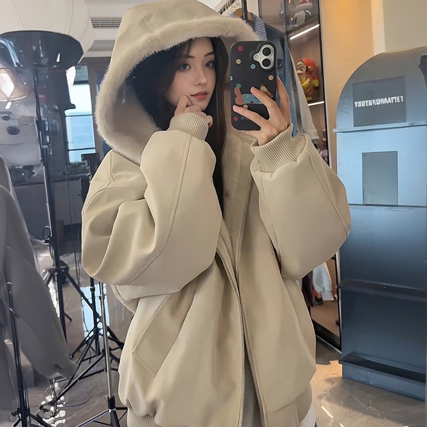 大码女装胖mm韩版宽松连帽毛绒棉服女保暖加厚独特漂亮小棉袄外套,淘宝优惠券,粉丝福利购,淘宝优惠卷