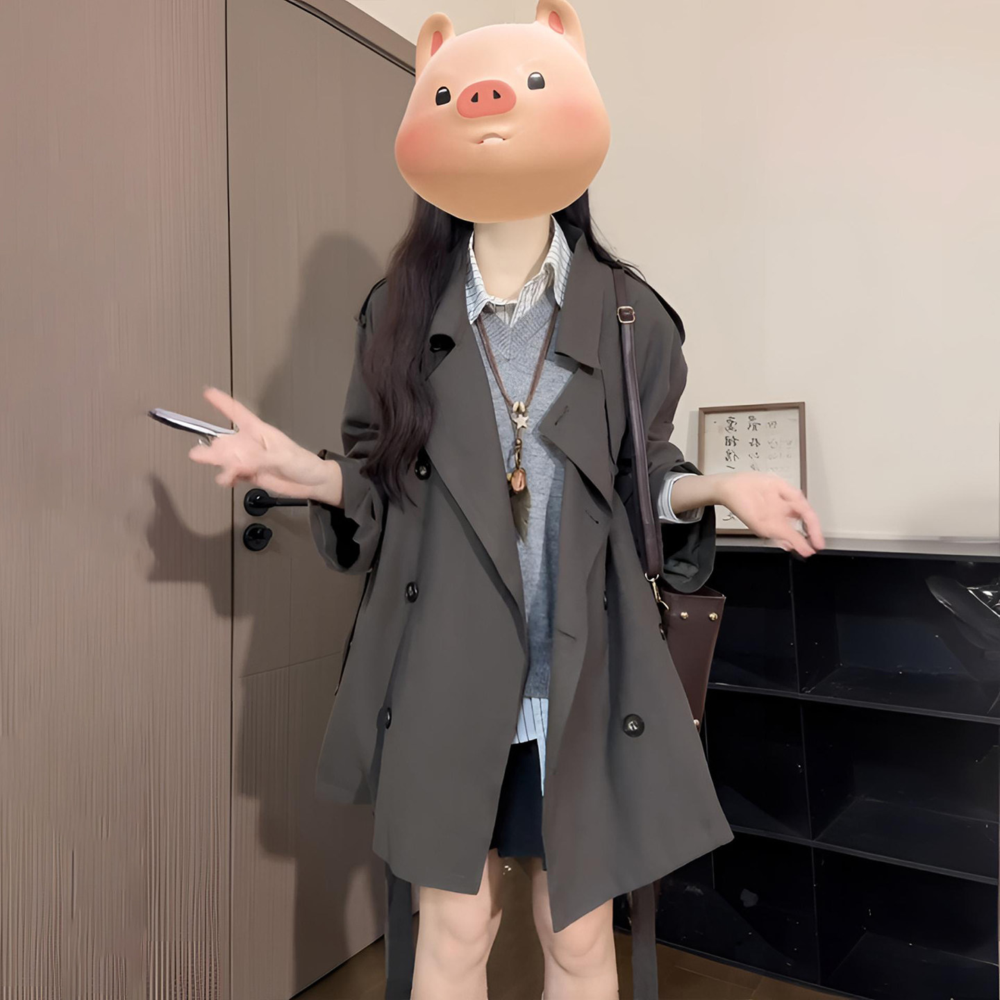 大码女装胖mm灰咖色小众设计感风衣外套女英伦风遮肉显瘦休闲大衣,淘宝优惠券,粉丝福利购,淘宝优惠卷