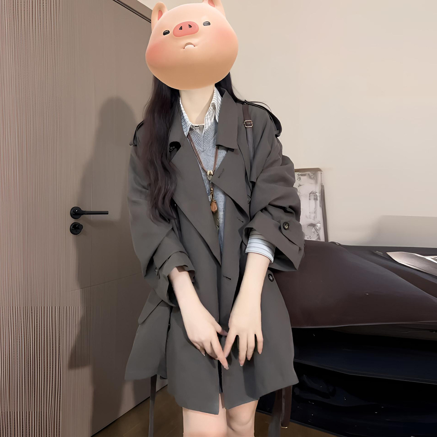 大码女装胖mm灰咖色小众设计感风衣外套女英伦风遮肉显瘦休闲大衣,淘宝优惠券,粉丝福利购,淘宝优惠卷