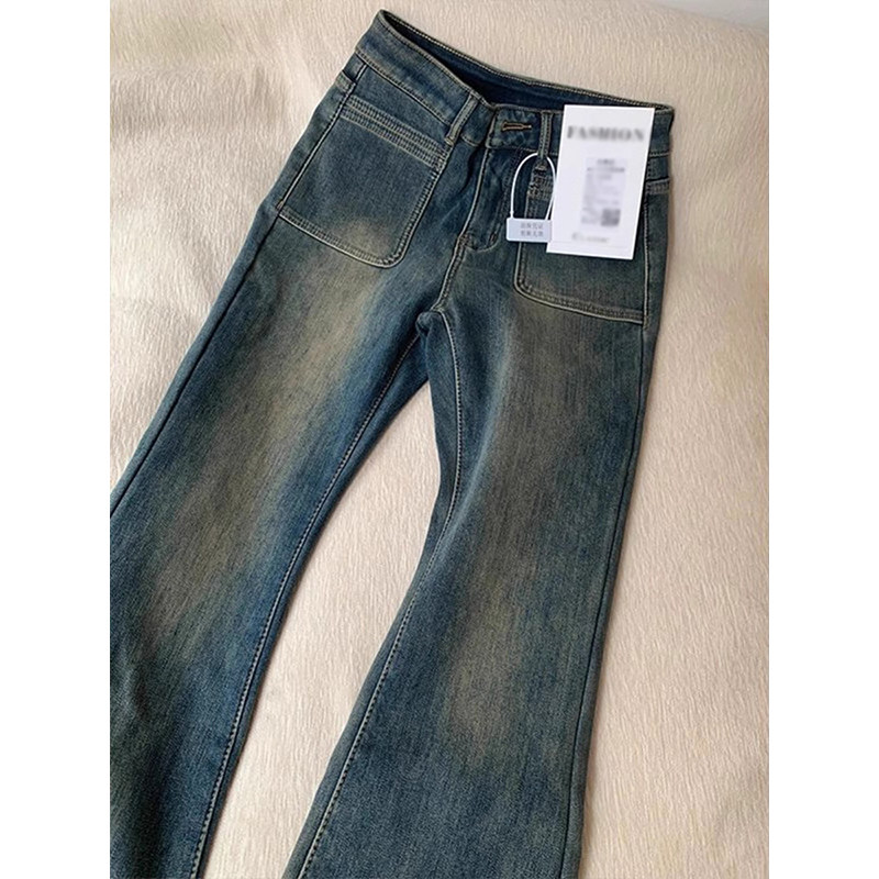 胖mm大码女装复古微喇牛仔裤女冬季新款高腰显瘦弹力加绒喇叭裤子,淘宝优惠券,粉丝福利购,淘宝优惠卷