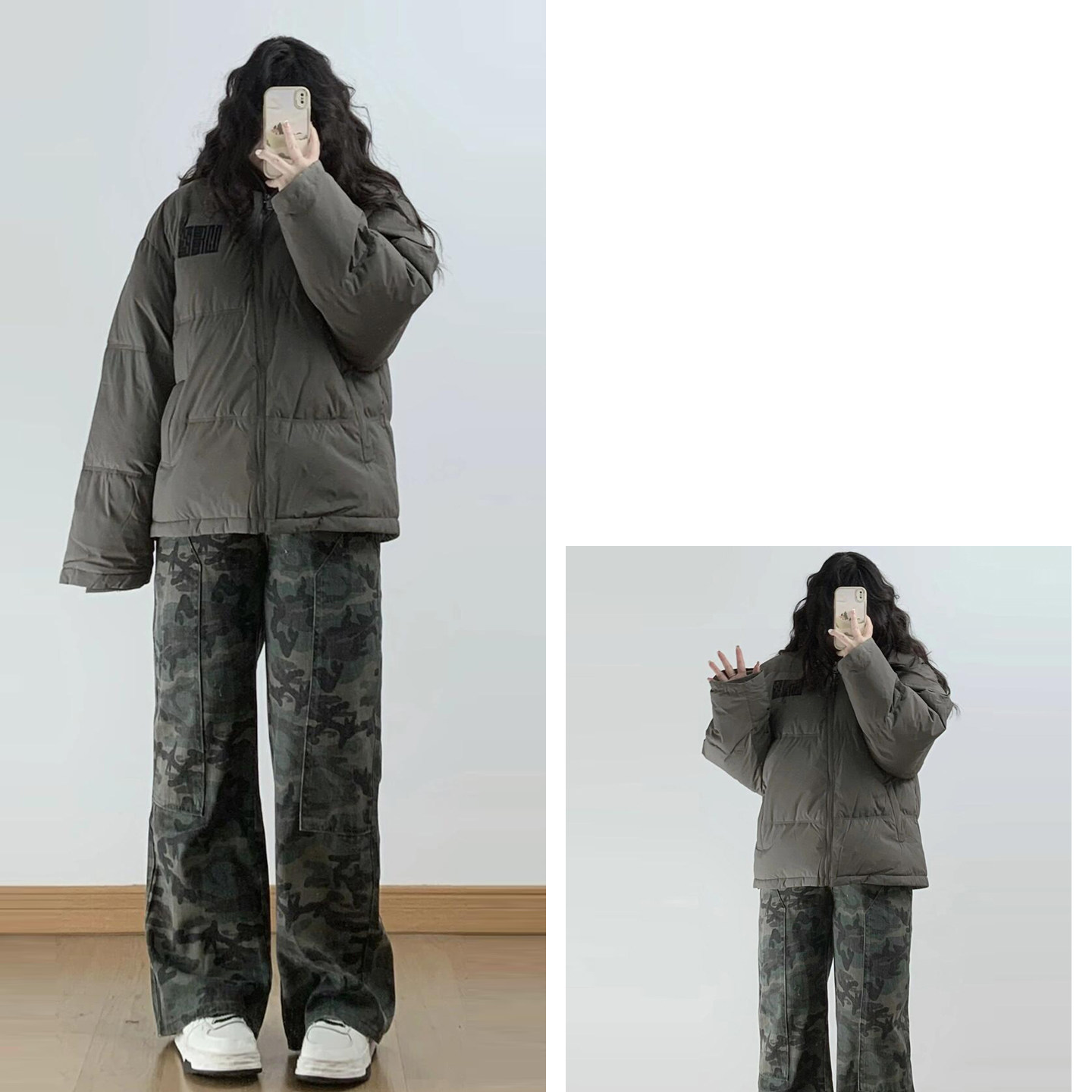 300斤大码女装迷彩色直筒牛仔裤女胖mm美式甜酷风工装阔腿长裤子,淘宝优惠券,粉丝福利购,淘宝优惠卷