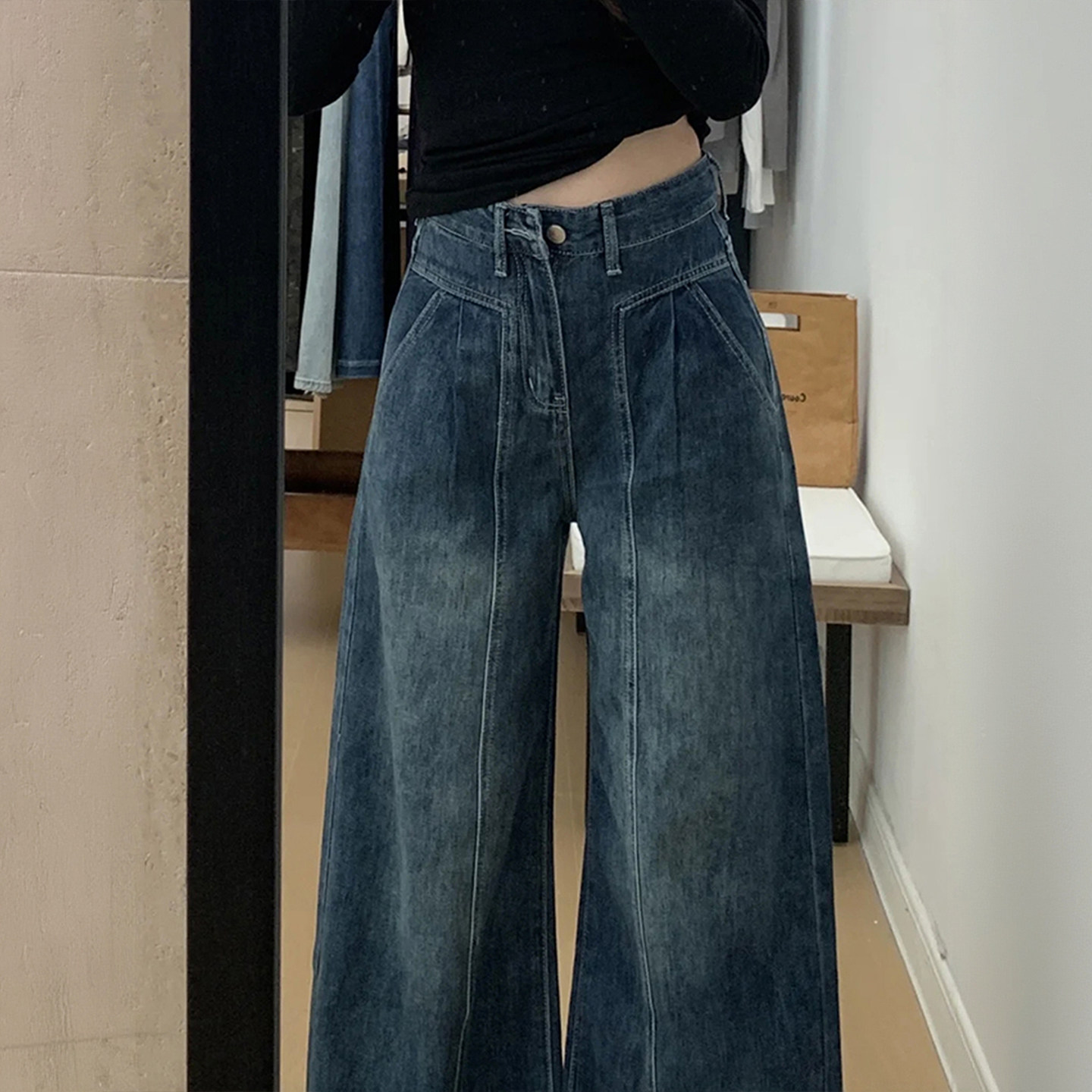 大码胖mm复古蓝保暖加厚牛仔裤女冬季加绒裤子韩系宽松百搭阔腿裤,淘宝优惠券,粉丝福利购,淘宝优惠卷