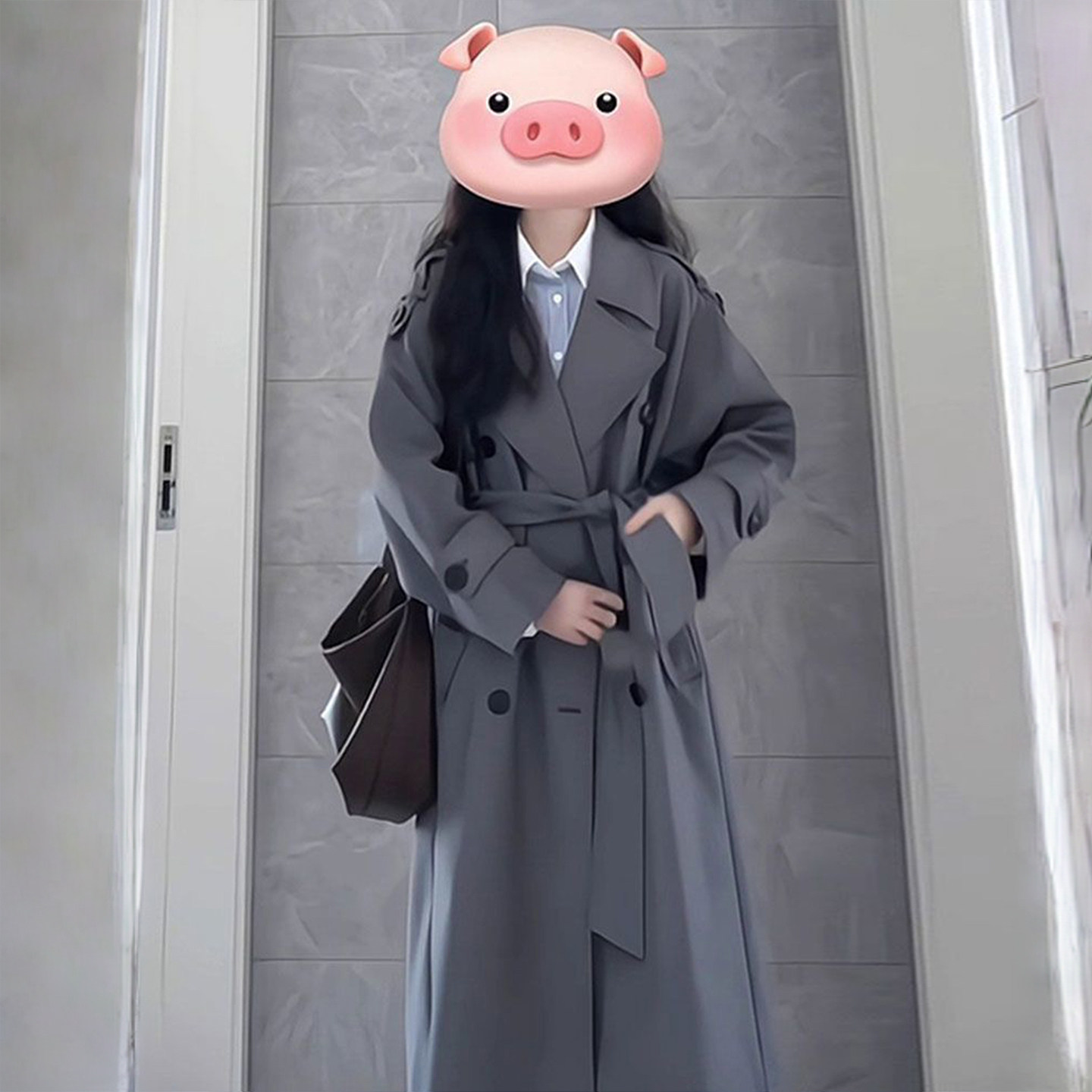 300斤特大码灰色百搭中长款风衣外套女胖mm韩系高级感英伦风大衣,淘宝优惠券,粉丝福利购,淘宝优惠卷