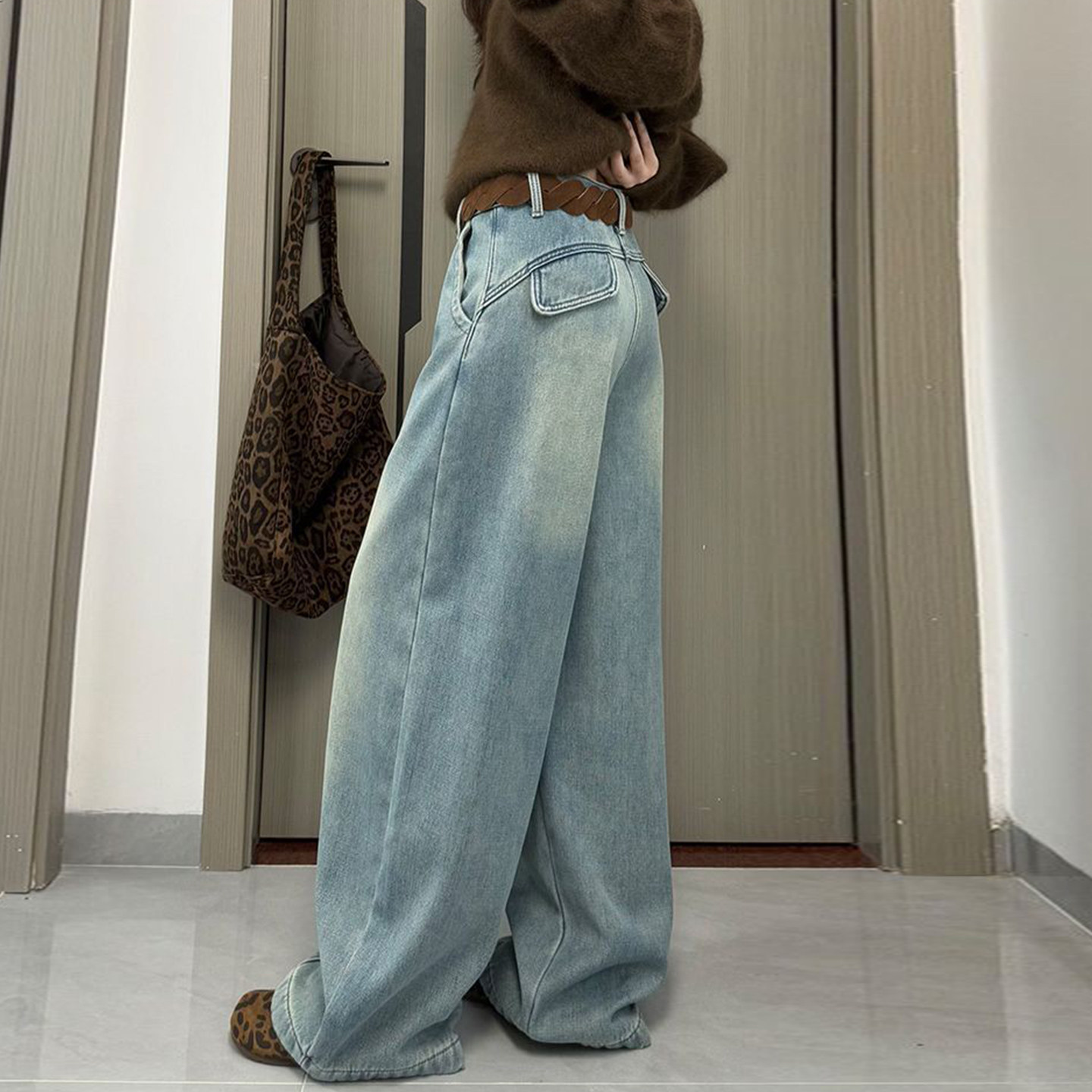 300斤特大码女装蓝色加绒牛仔裤女秋冬胖mm厚裤子美式宽松阔腿裤,淘宝优惠券,粉丝福利购,淘宝优惠卷