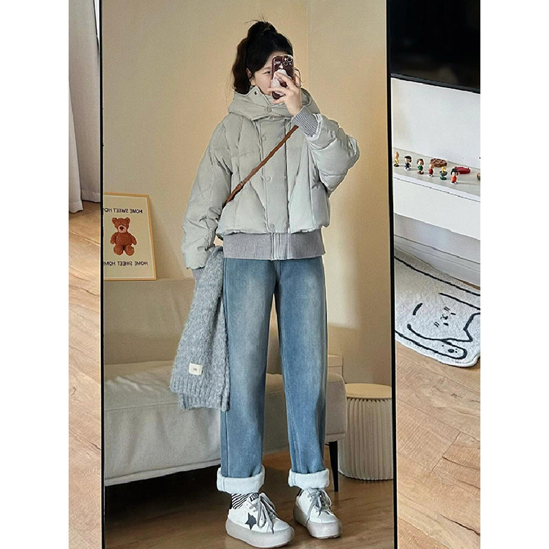 300斤大码女装韩系加绒牛仔裤女冬季胖mm保暖加厚裤子窄版直筒裤,淘宝优惠券,粉丝福利购,淘宝优惠卷