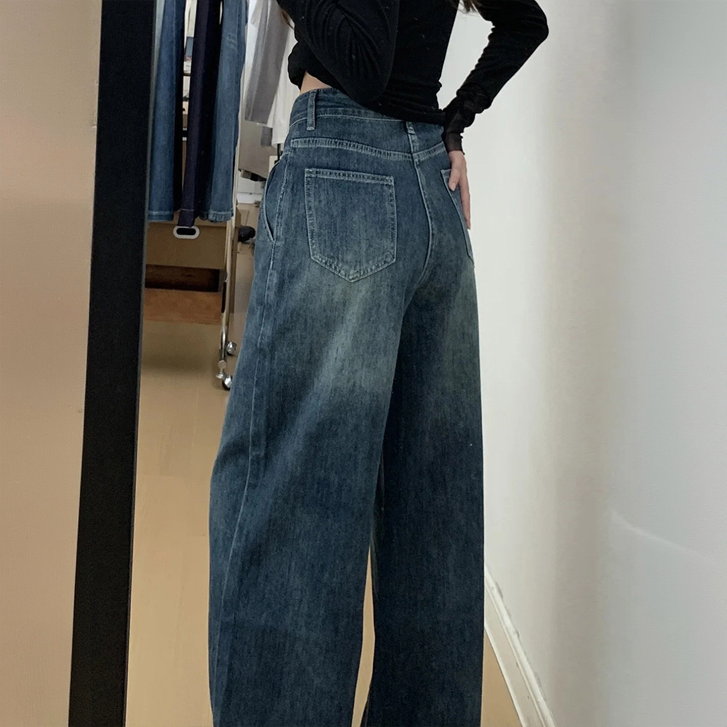 大码胖mm复古蓝保暖加厚牛仔裤女冬季加绒裤子韩系宽松百搭阔腿裤,淘宝优惠券,粉丝福利购,淘宝优惠卷