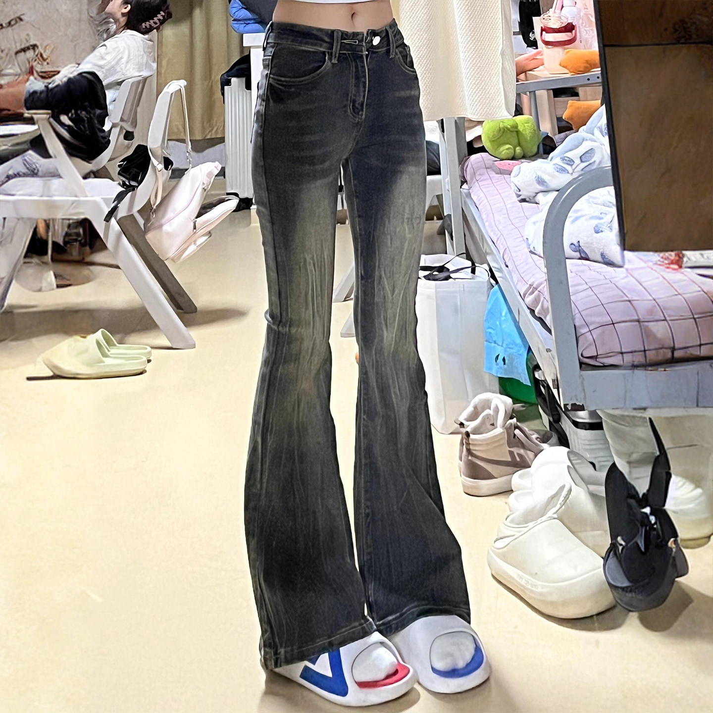 300斤特大码女装学生牛仔裤女胖mm弹力显瘦裤子美式甜酷风微喇裤,淘宝优惠券,粉丝福利购,淘宝优惠卷