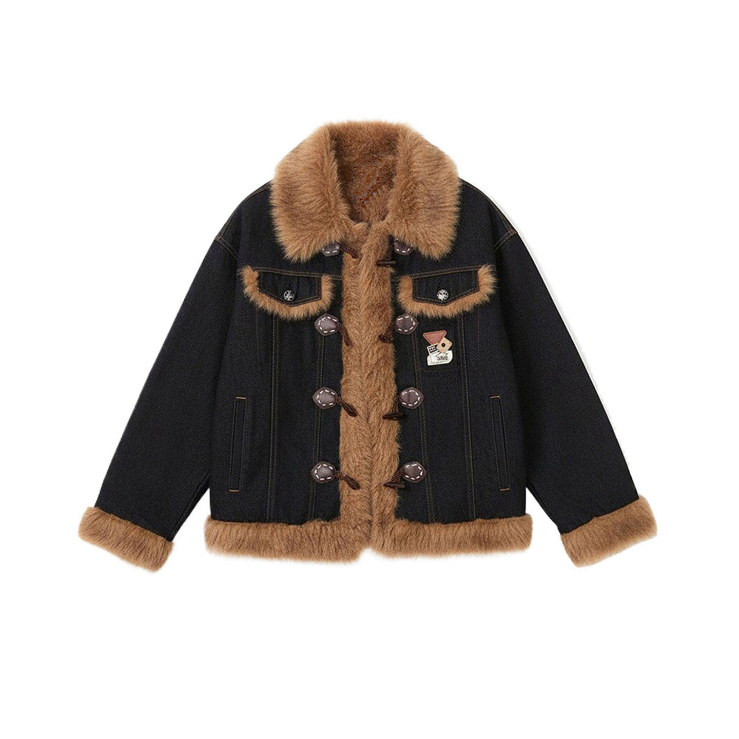 大码女装复古设计感黑色加厚显瘦棉服女胖mm休闲气质减龄牛仔外套,淘宝优惠券,粉丝福利购,淘宝优惠卷