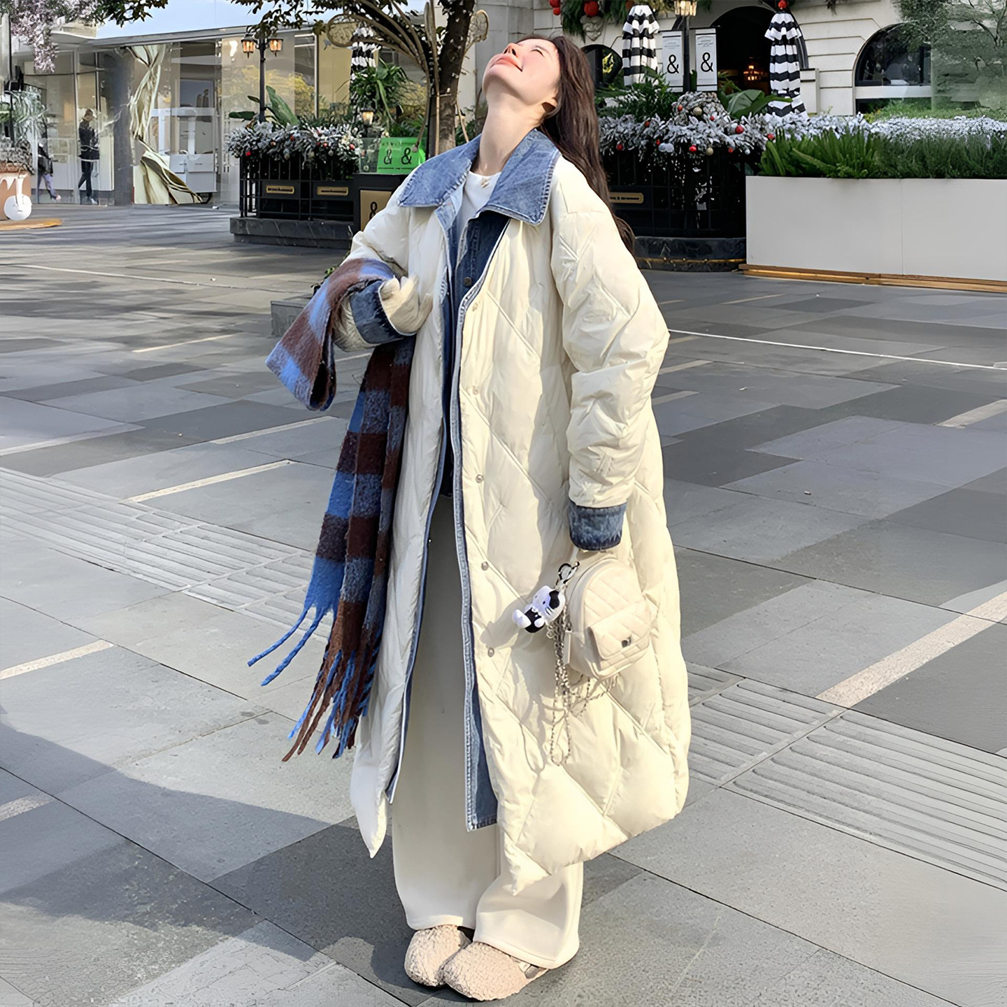 胖mm特大码牛仔拼接假两件羽绒棉服女韩系慵懒风独特超好看的外套,淘宝优惠券,粉丝福利购,淘宝优惠卷