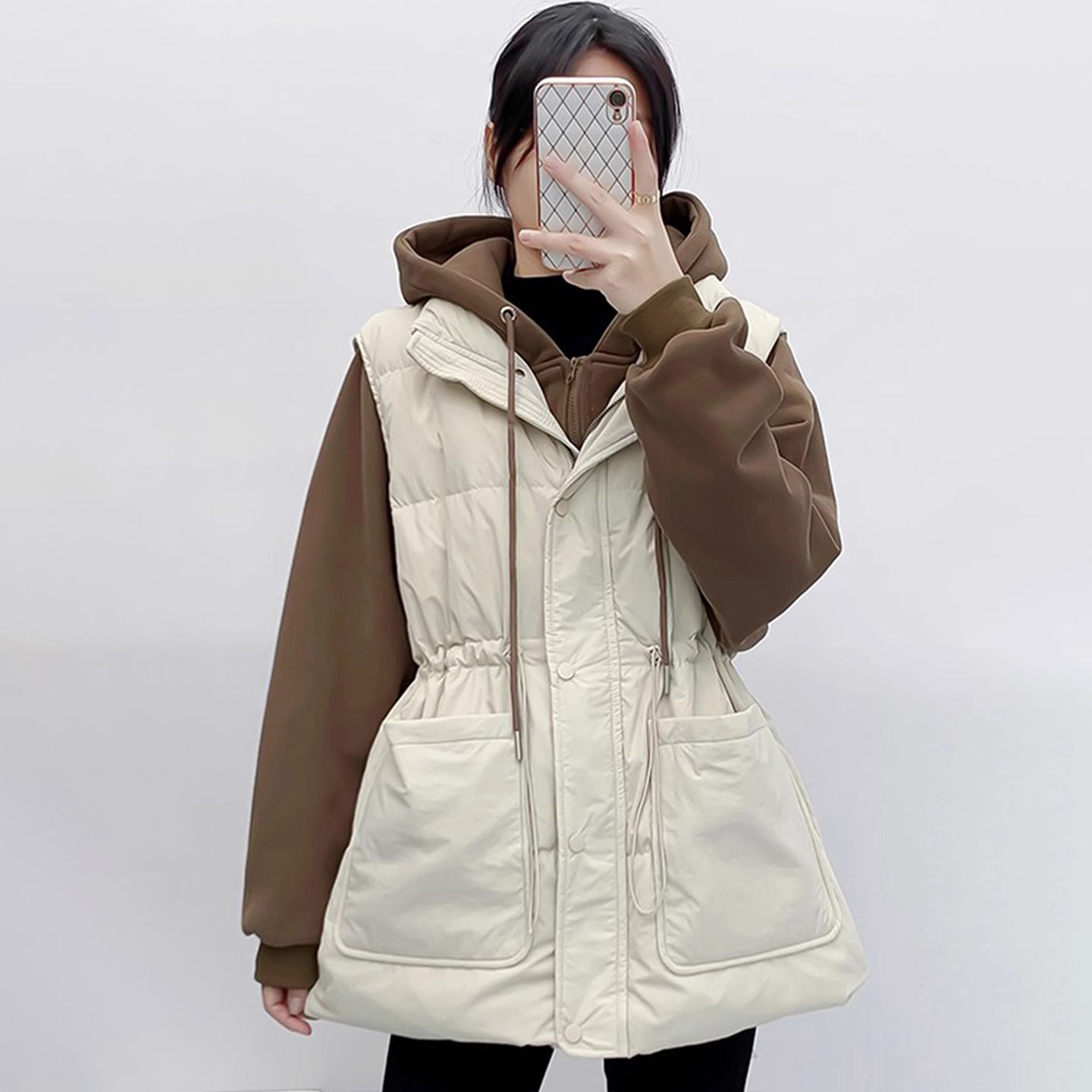 300斤特大码女装韩系百搭加厚棉服女胖mm宽松假两件连帽保暖外套,淘宝优惠券,粉丝福利购,淘宝优惠卷