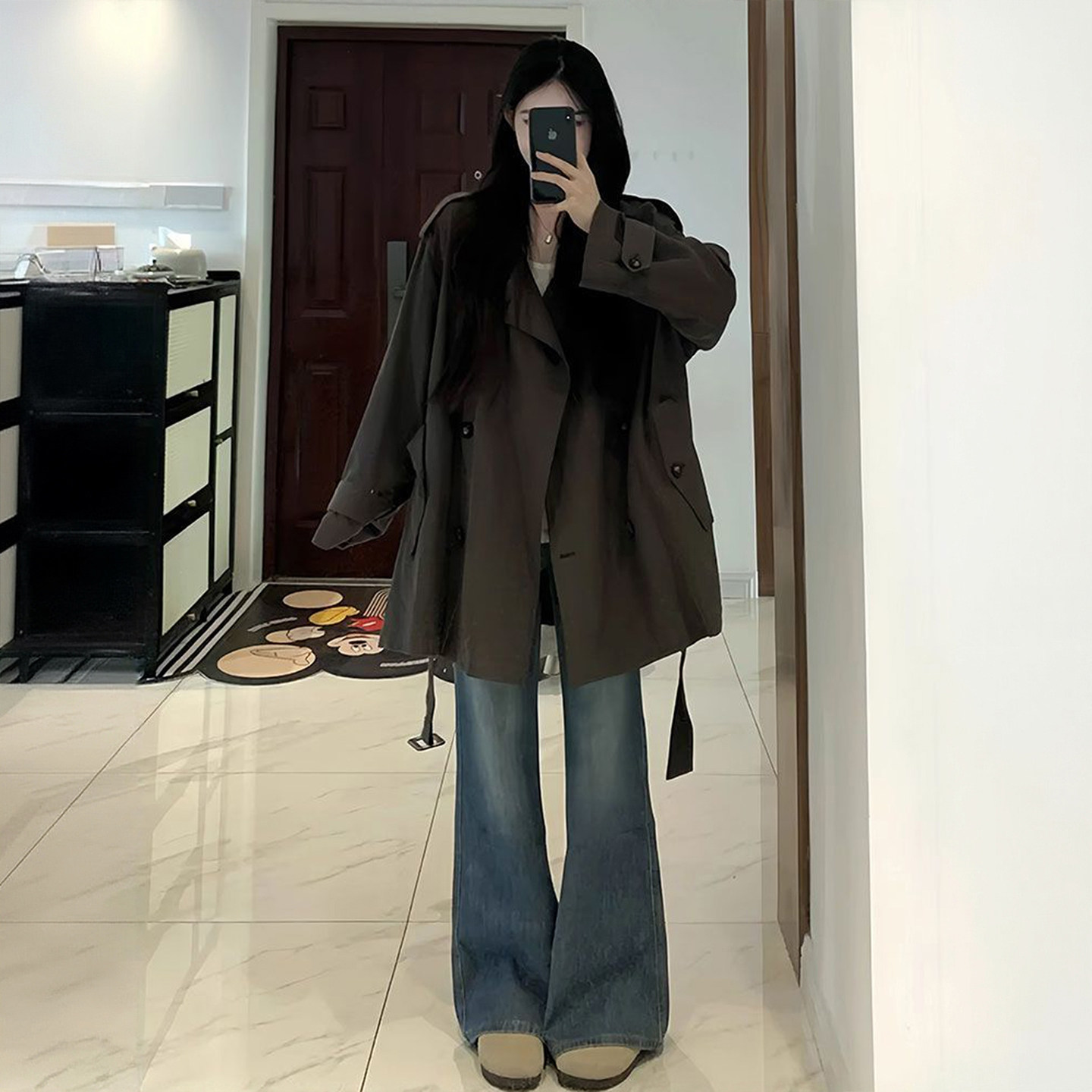 大码女装胖mm高级感中长款风衣外套女秋季新款英伦风气质休闲大衣,淘宝优惠券,粉丝福利购,淘宝优惠卷