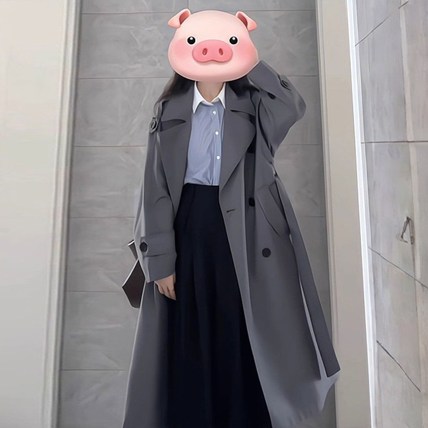 300斤特大码灰色百搭中长款风衣外套女胖mm韩系高级感英伦风大衣,淘宝优惠券,粉丝福利购,淘宝优惠卷