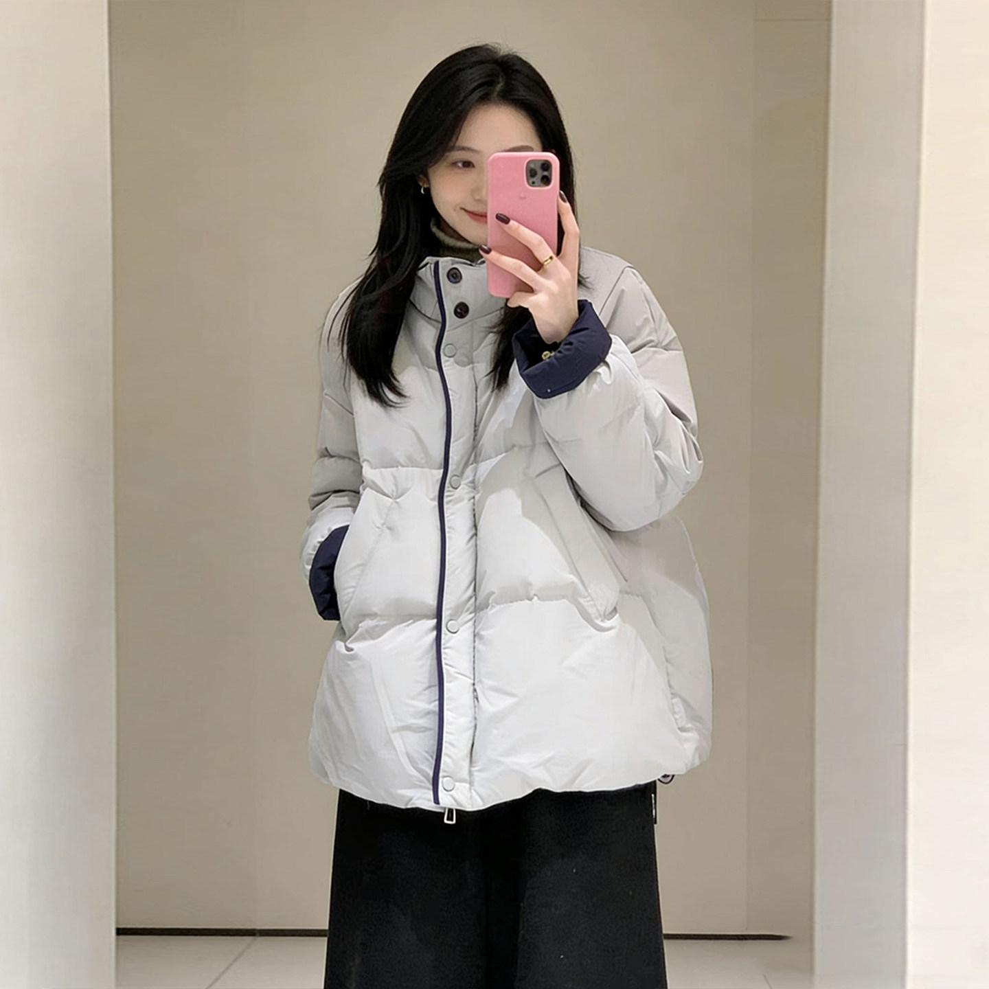 300斤特大码女装设计感加厚羽绒棉服女胖mm灰色立领保暖棉衣外套,淘宝优惠券,粉丝福利购,淘宝优惠卷