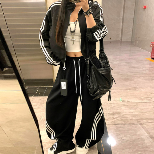 胖mm特大码女装美式高街弯刀休闲裤女2026早春流行穿搭阔腿香蕉裤 - 图1