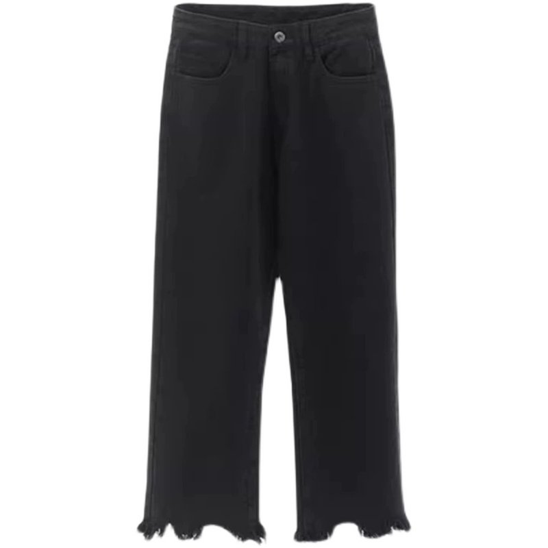 特大码美式黑色直筒牛仔裤女春秋胖mm小个子百搭弹力显瘦九分裤子,淘宝优惠券,粉丝福利购,淘宝优惠卷