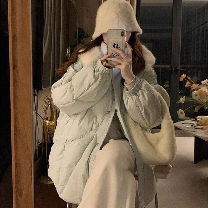 300斤大码女装高级感蓝绿色棉服女胖mm大毛领减龄学院风加厚外套,淘宝优惠券,粉丝福利购,淘宝优惠卷