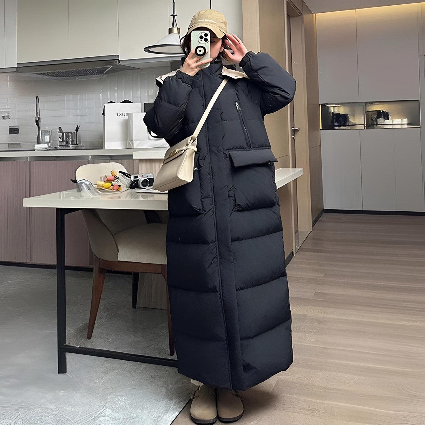 300斤特大码黑色高级感连帽长款棉服女胖mm宽松慵懒风面包服上衣,淘宝优惠券,粉丝福利购,淘宝优惠卷