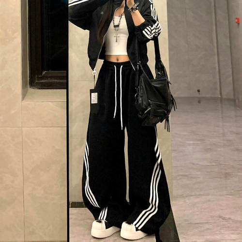 胖mm特大码女装美式高街弯刀休闲裤女2026早春流行穿搭阔腿香蕉裤 - 图2