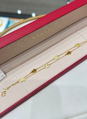 TSL谢瑞麟代购 足金999亮面葫芦黄金手链手串女 专柜正品克减