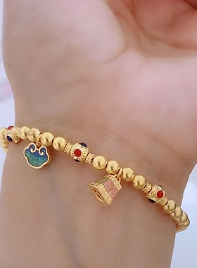 TSL谢瑞麟代购 鎏彩称心如意足金祥云黄金手链手串 新款专柜正品