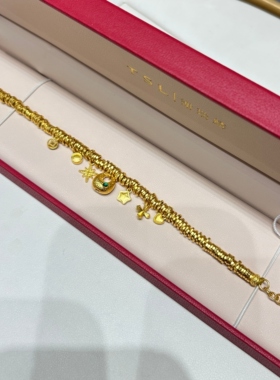 TSL谢瑞麟代购 足金999碎金子胖福盘缠黄金手链女 新款专柜正品