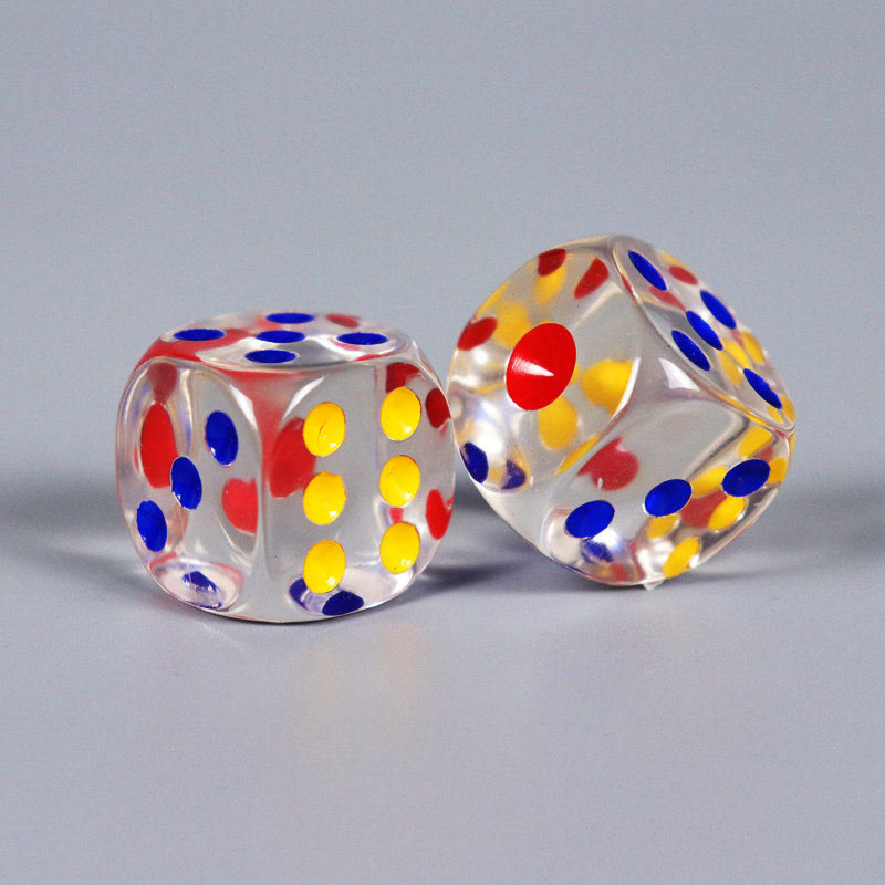 30mm大号全透明骰子水晶色子彩色点数亚克力ktv酒吧麻将玩具筛粒