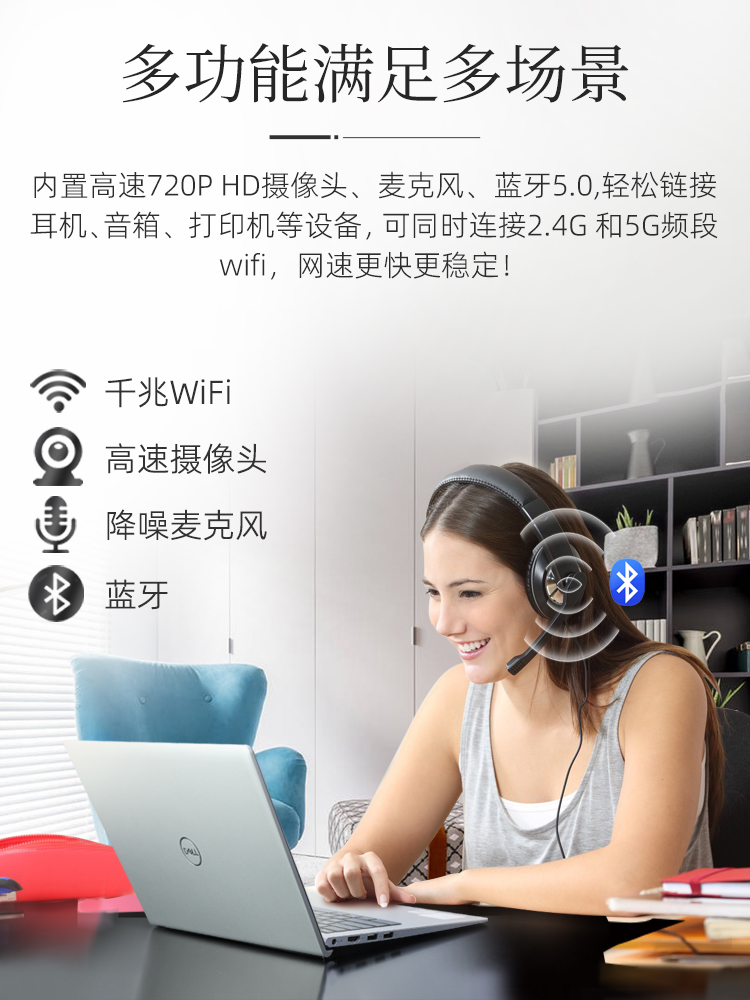 Dell/戴尔轻薄便携办公学习用酷睿i5带网口1t固态硬盘14英寸银色wifi6无线网卡插网线笔记本电脑官网官方正品 - 图1