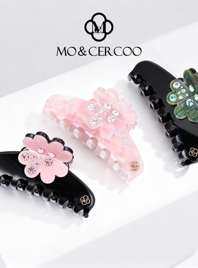MOCERCOO墨蔻拼色花朵发抓轻简醋酸中号抓夹鲨鱼夹小众发夹子头饰
