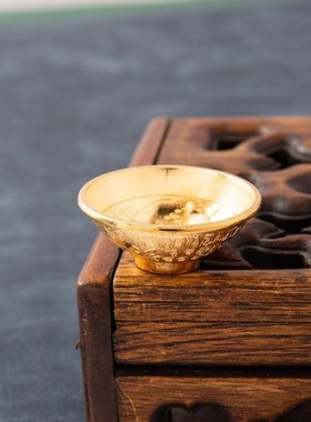 袖珍小金碗摆饰合金金碗工艺品抓周道具拍照复古造型办公桌摆件