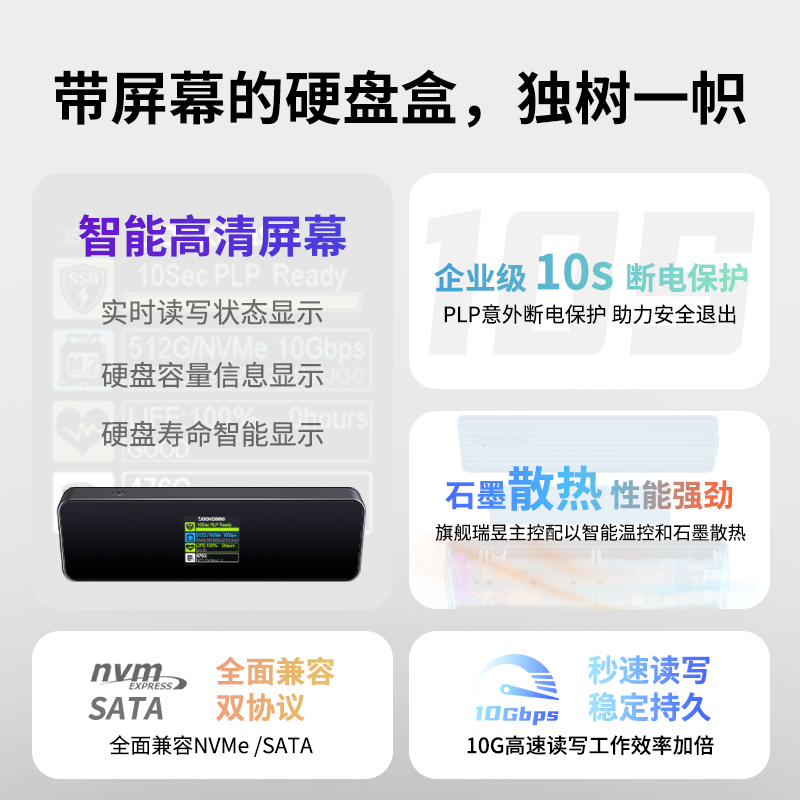 Dockcase多凯斯m.2固态硬盘盒子m2外接盒移动ssd读取器NVMe硬盘盒 - 图1