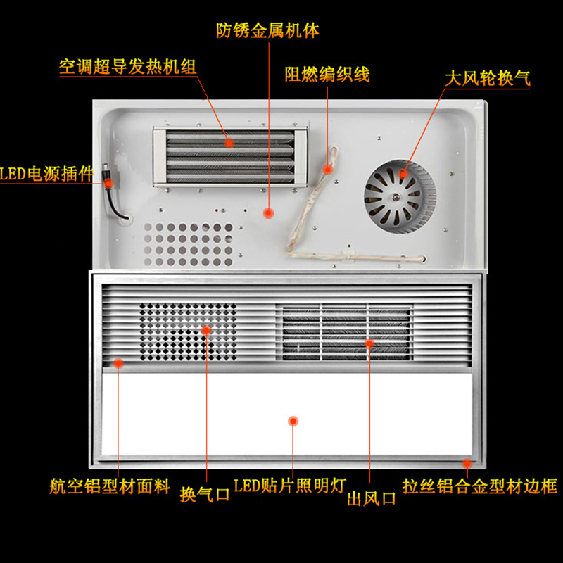 集成吊顶卫生间超导浴霸暖风机照明排风扇一体三合一遥控智能取暖 - 图1