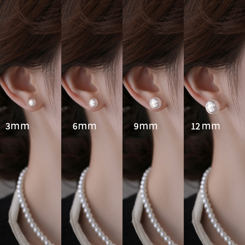 s999纯银天然淡水真珍珠耳钉女高级养耳洞睡觉免摘防过敏耳饰耳环 - 图1