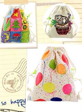 Blank DIY Hand Painting Drawstring Backpack Canvas Backpack